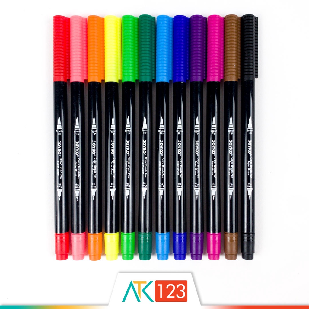 

RB Pulpen / Pena / Spidol Kuas Warna / Color Brush Pen Set Dual / Double Tip 12 Warna / Colors Joyko