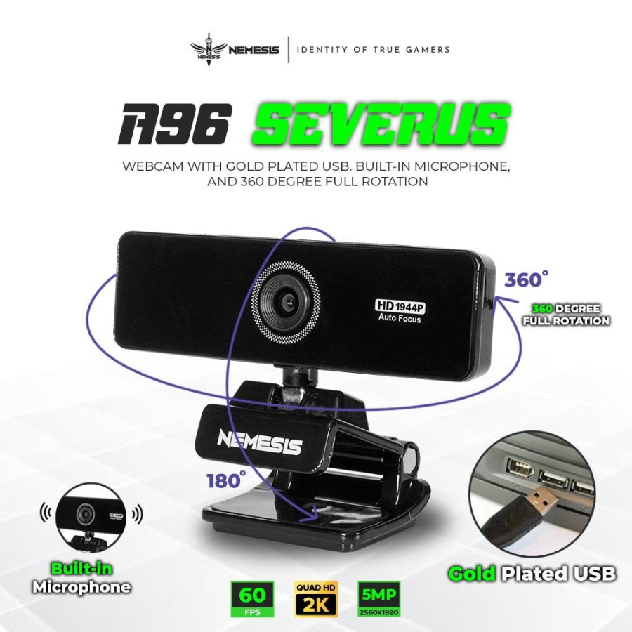 Webcam NYK A96 Severus QHD 2K 5MP 60Fps Auto Focus - Gaming Webcam A-96