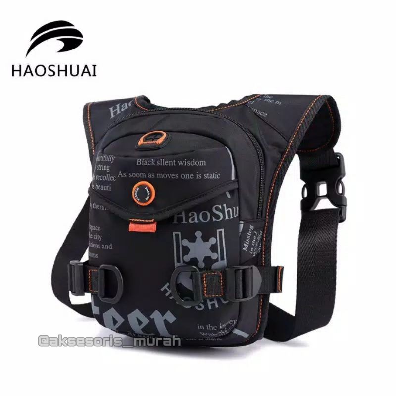 [ BISA COD ] TAS SELEMPANG HAOSHUAI 5126 ORIGINAL Waist Bag pria wanita denim Anti Air import murah