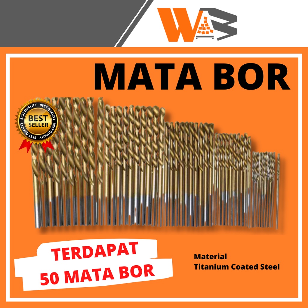 COD Mata Bor Power Drill Bits Titanium Coated 50 PCS