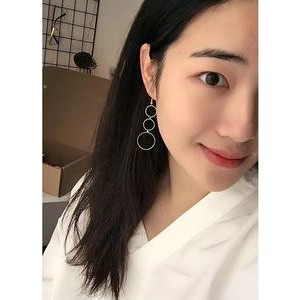 Anting Korea Bulat Gerigi Ring Panjang