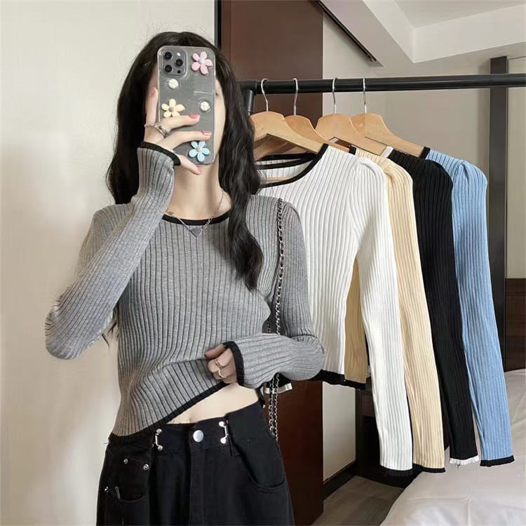 INNER RAJUT KOREAN STYLE//BAJU WANITA LENGAN PANJANG KOMBINASI//NGEPRES BODY MAKS BB 65 KG