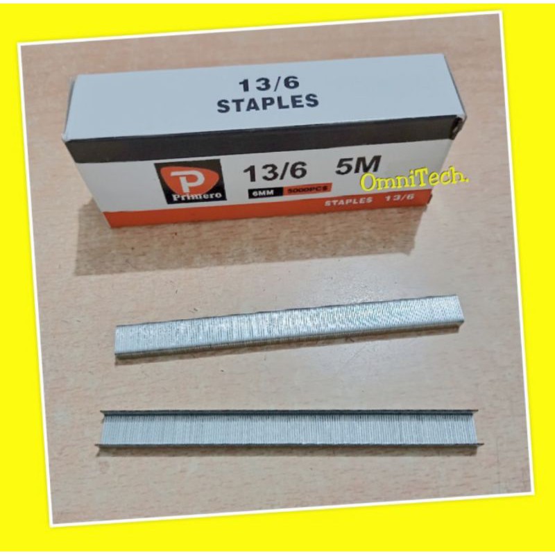 

1 Kotak" Isi Stapler Staples Tembak Tinggi 6mm 6 mm 5000 Pcs Gun Tacker 13/6
