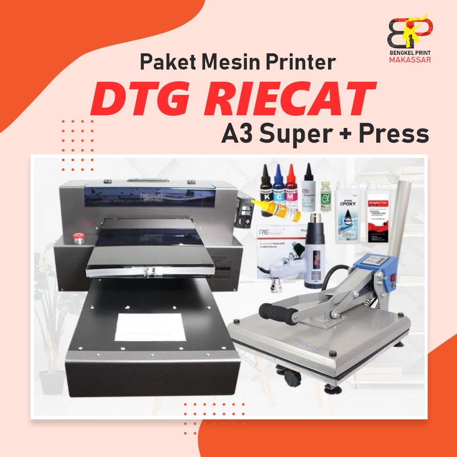 Paket Mesin Printer DTG Riecat A3 Super BPjet Cetak Langsung di Kaos