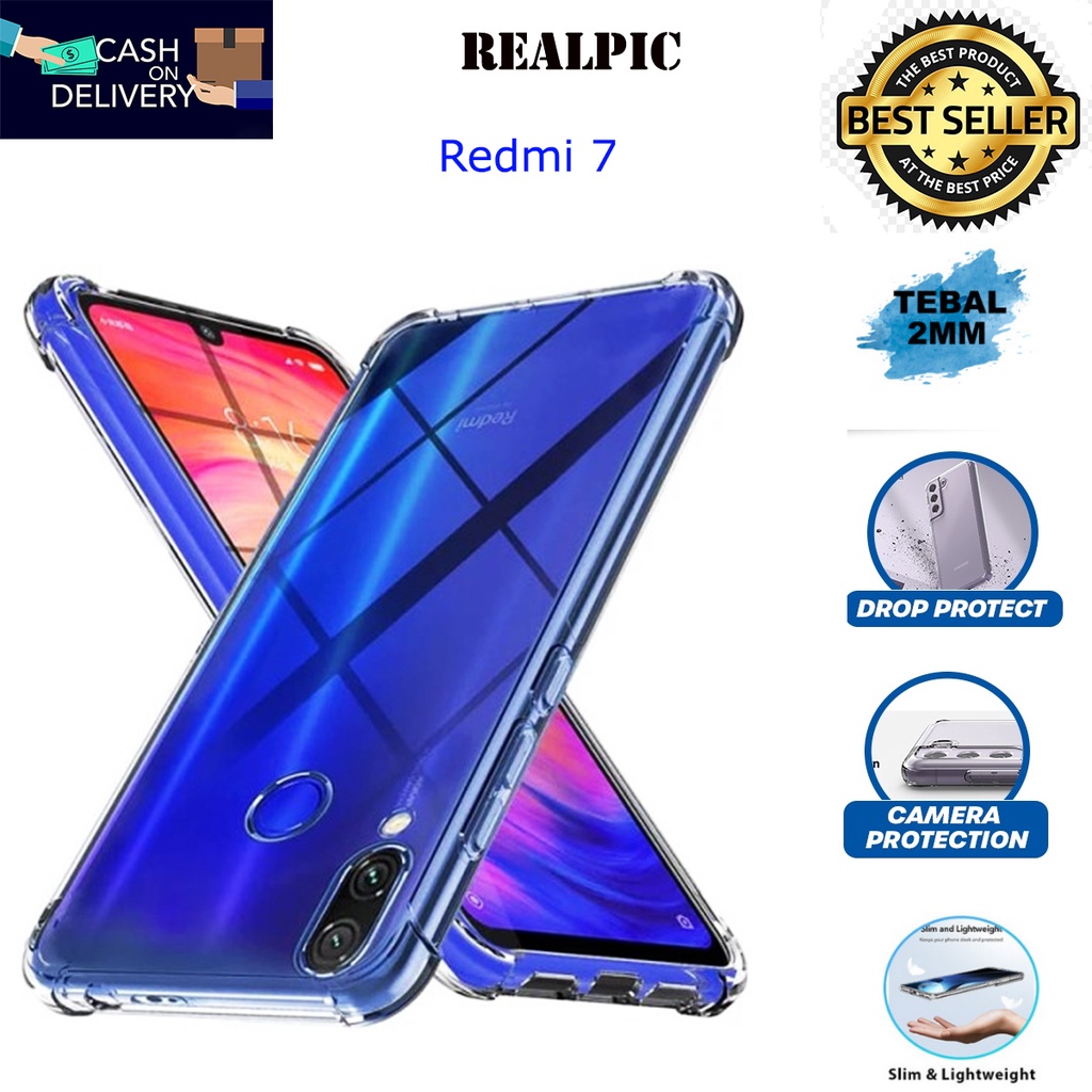 Case Xiaomi Redmi 7 Casing Clear HD KETEBALAN 2MM BENING TRANSPARAN TPU Premium Softcase