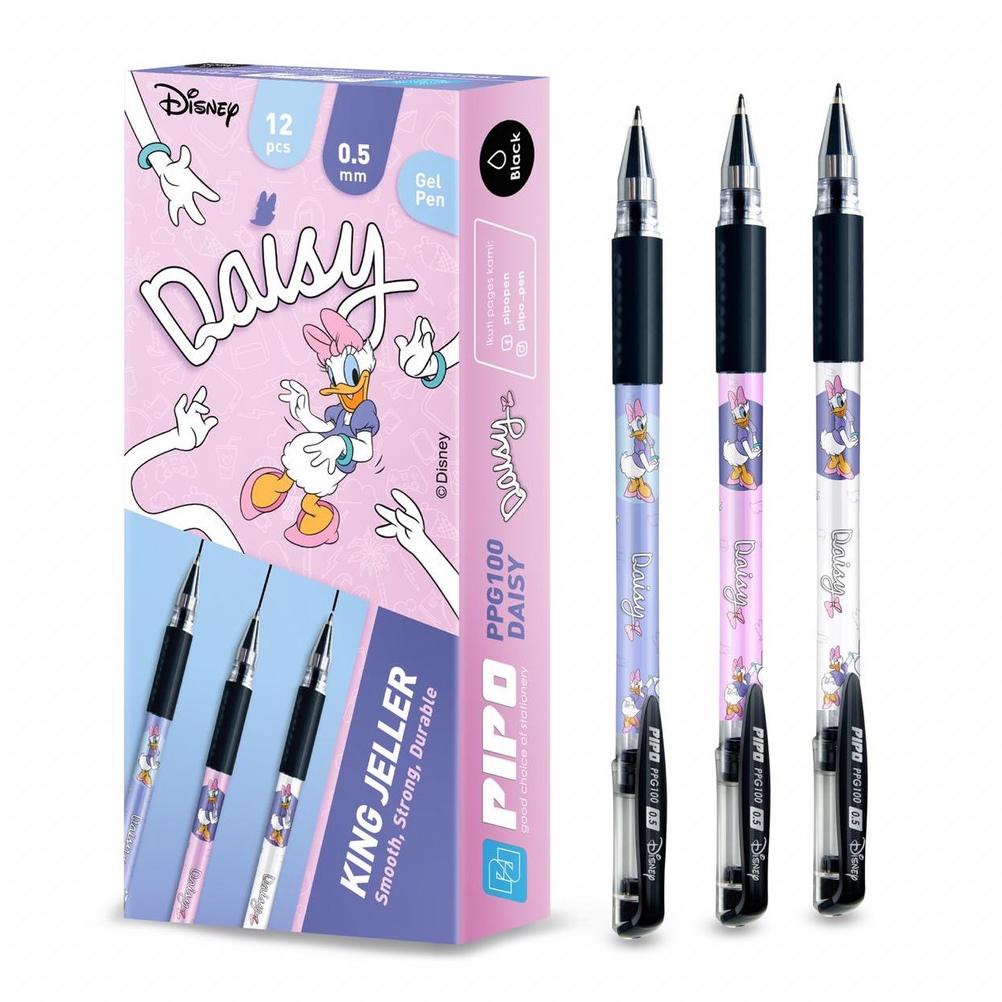 

[(BAYAR DITEMPAT) Pipo Disney ppg100 daisy duck Set Ballpoint gel 12 pcs tinta hitam