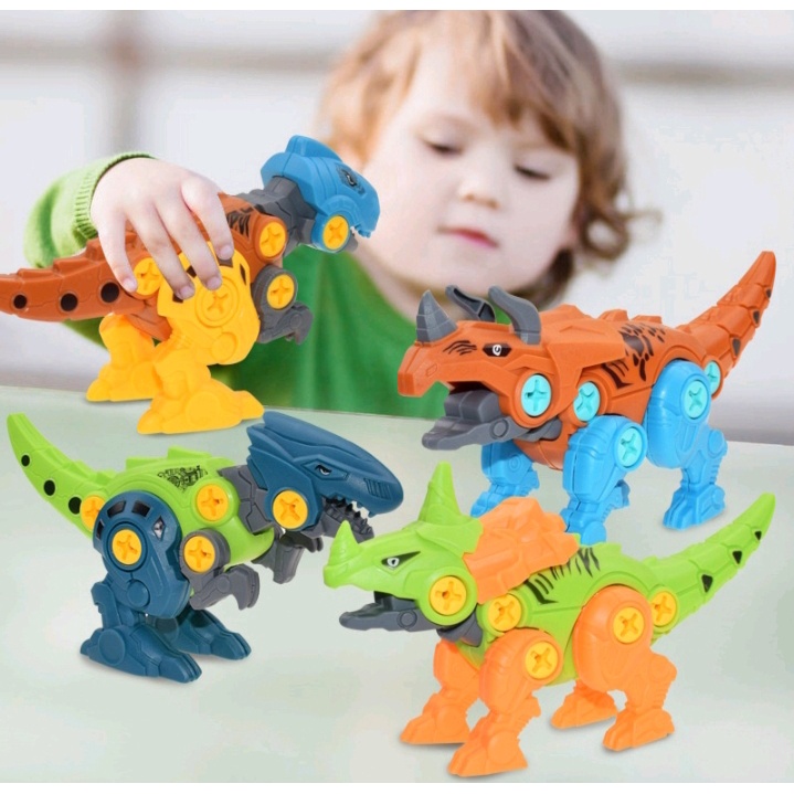 Mainan Anak DIY Dino Dinosaurus Rakit Edukasi Obeng Puzzle - Mainan Edukasi Anak Bongkar Pasang - Mainan Dinosaurus Bongkar Pasang Obeng - Mainan Bongkar Dino Mini