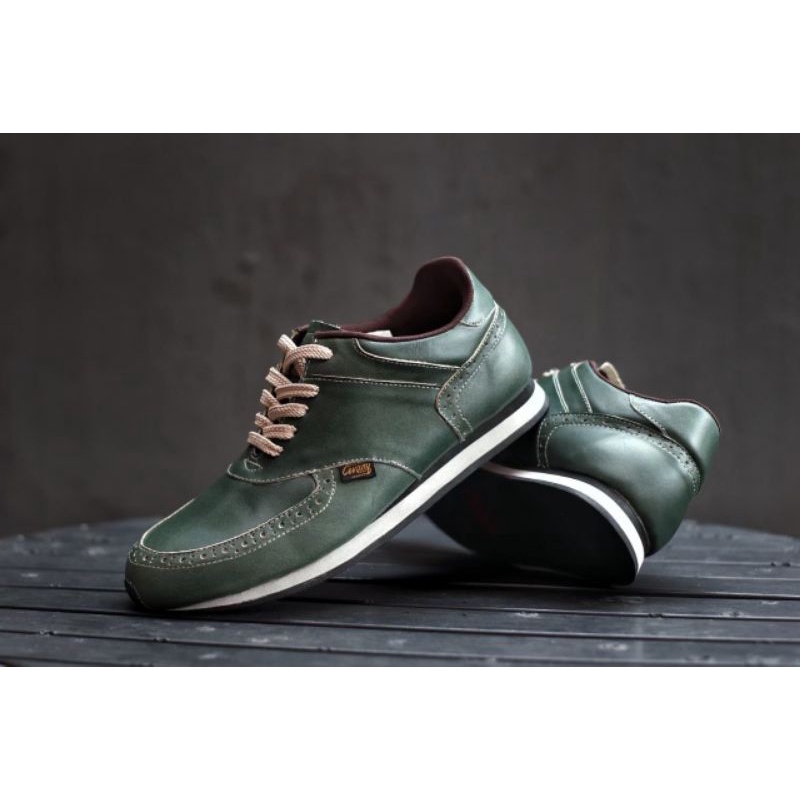 EZRA GREEN -Sepatu Casual Kasual Sneakers Pria Kulit Asli/Cowok/Men Lokal Ori Original Footwear LEATHER