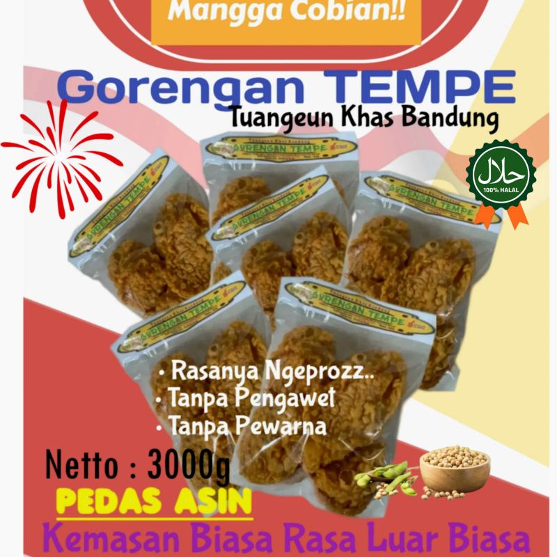 

3000g Gorengan - Keripik Tempe Khas Bandung - Rasa Pedas Asin