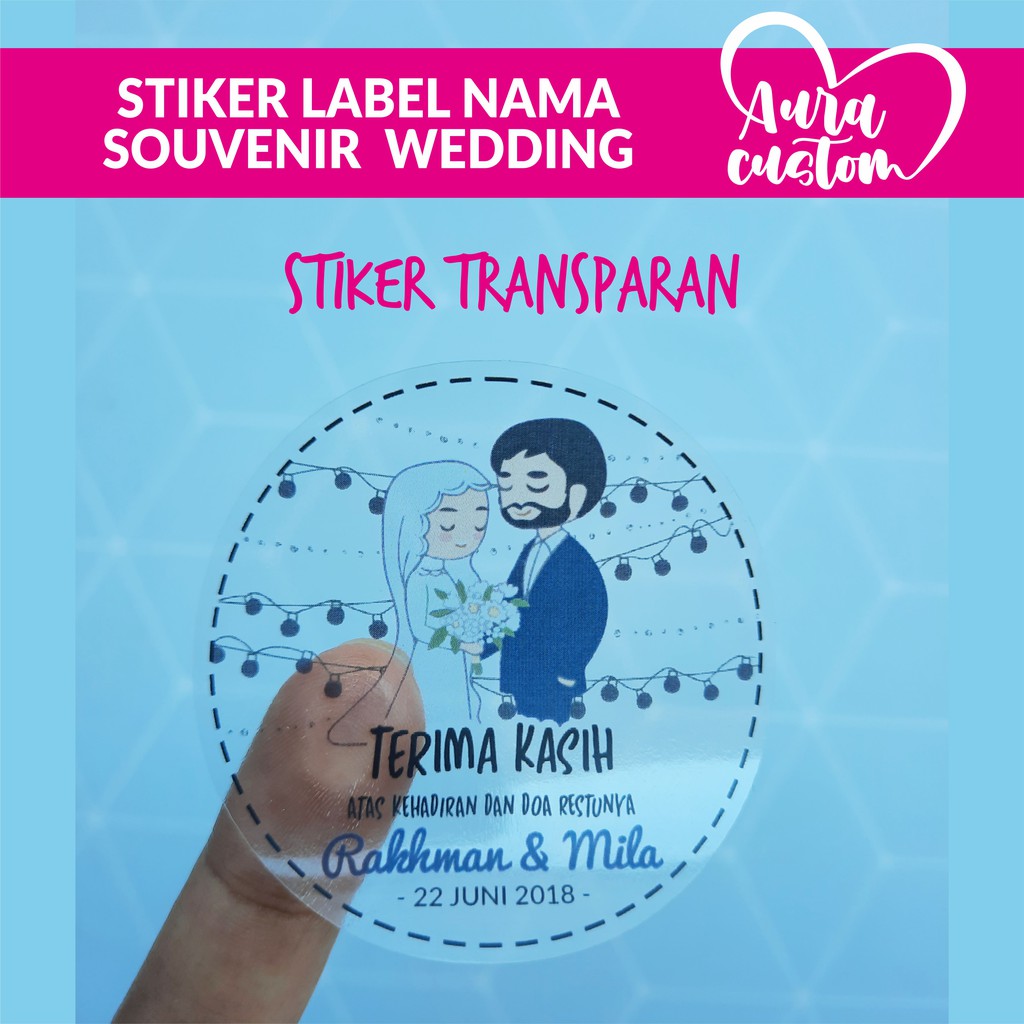 

STIKER TRANSPARAN LABEL NAMA SOUVENIR WEDDING NIKAH BULAT | TERIMA KASIH | THANKS CD | SERI MUSLIM