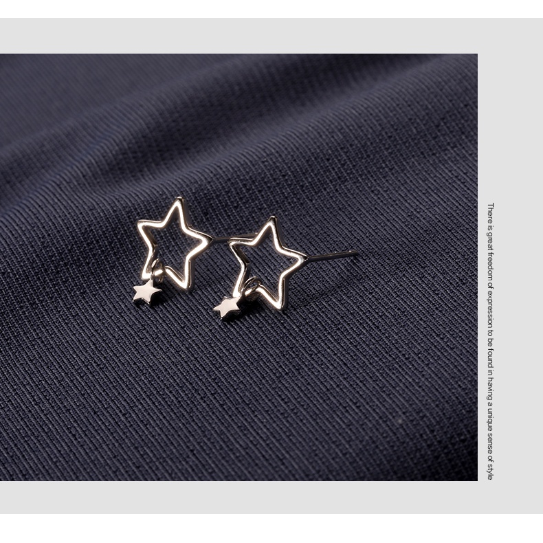 Gaya Korea Hollow Star Stud Earrings untuk Wanita Pola Geometri Bintang Anting Pendek Anting Telinga