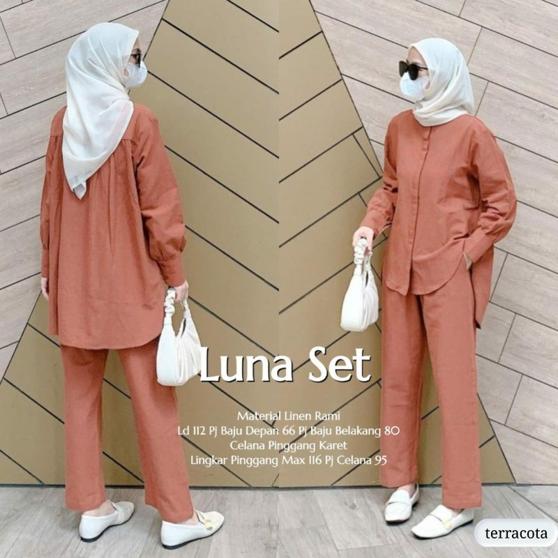 Luna Set Wanita Linen Premiun