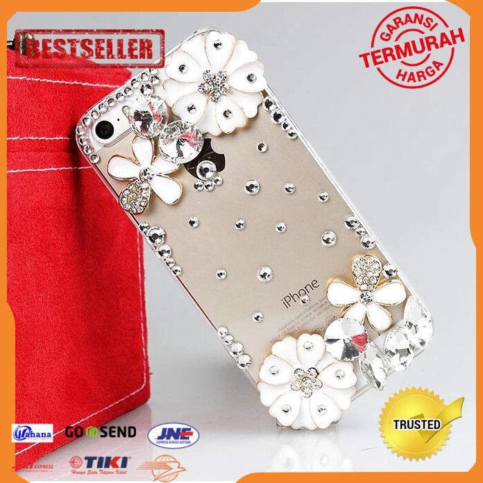 CASE HP IPHONE 5 5S HARD CASE LUXURY RHINESTONE FLOWER ROSE