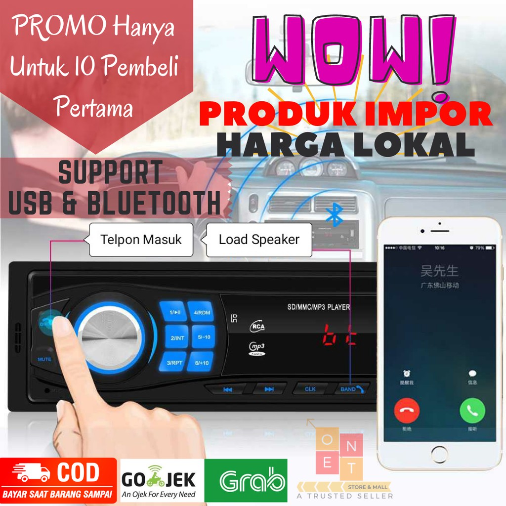 Taffware Radio Tipe Mobil Bluetooth Tip Mobil Standar Radio Tape Mobil Standar Receiver 12V MP3 Tape