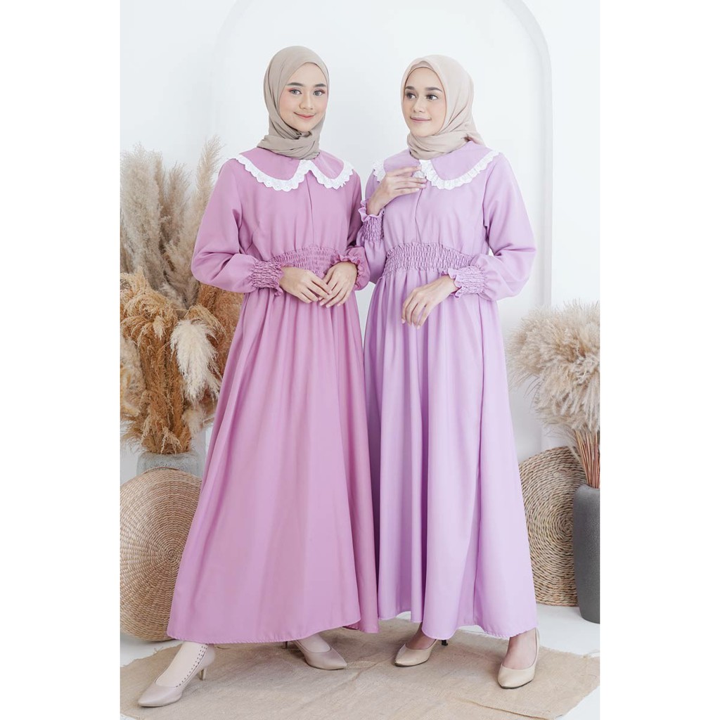 Dress Maxi Kerah Renda Dres Wanita