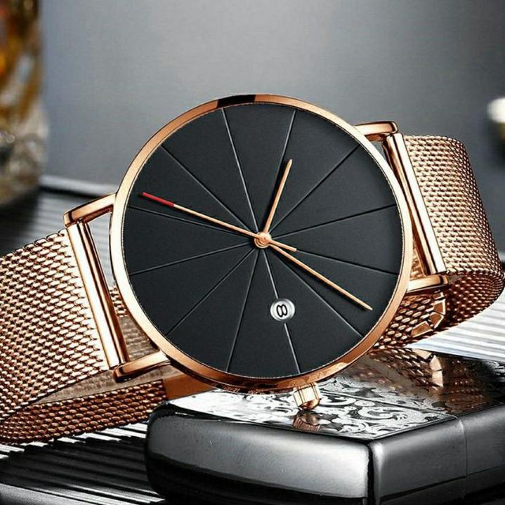 [PRODUK MM0] Jam Tangan Tipis Rantai Pasir Anti air Pria Original Asli Elegan Keren Simple Original 