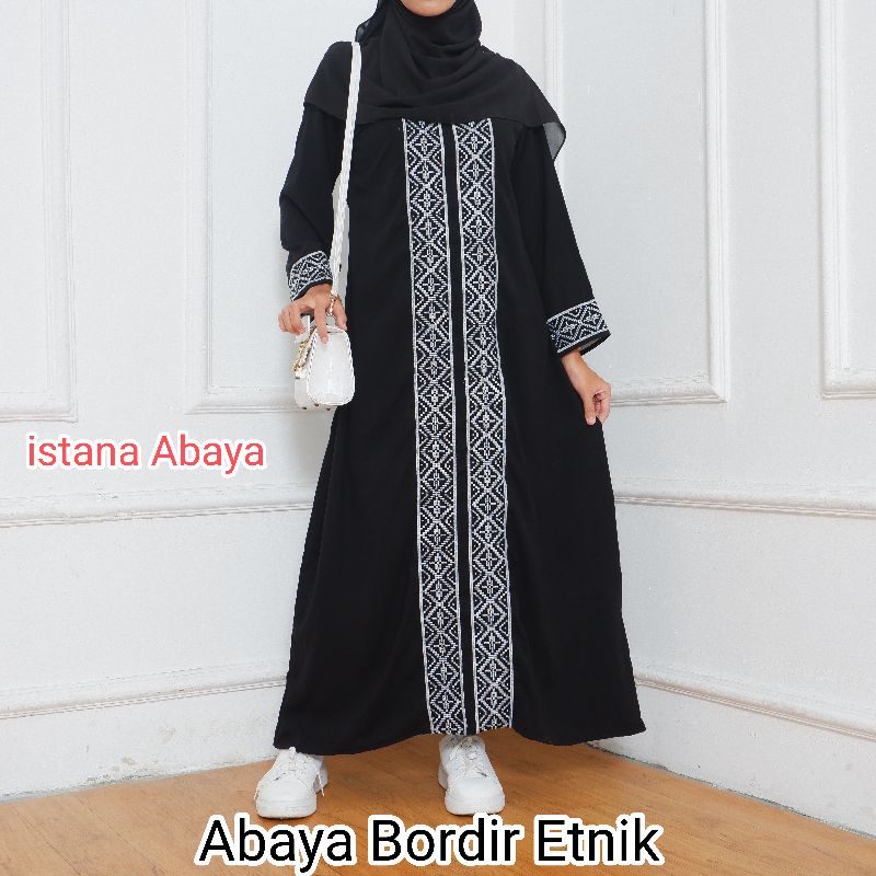 abaya bordir etnik turki cantik dan elegan bgt(real pic 100%)