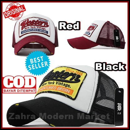 TOPI TRUCKER BASEBALL CAP SNAPBACK MESH MODEL WESTERN NEW YORK/TOPI DISTRO PRIA/TOPI JARING PRIA