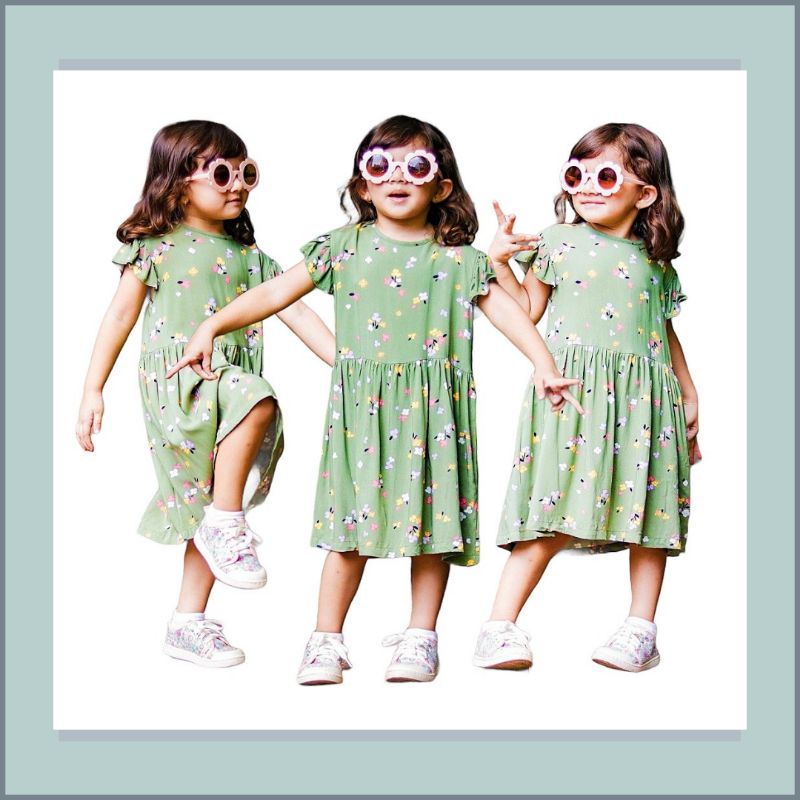 [Ramona Co] Dress Anak Moniq 1-6 Tahun Mix Motif Baju Anak Perempuan Bahan Katun Rayon Super Premium