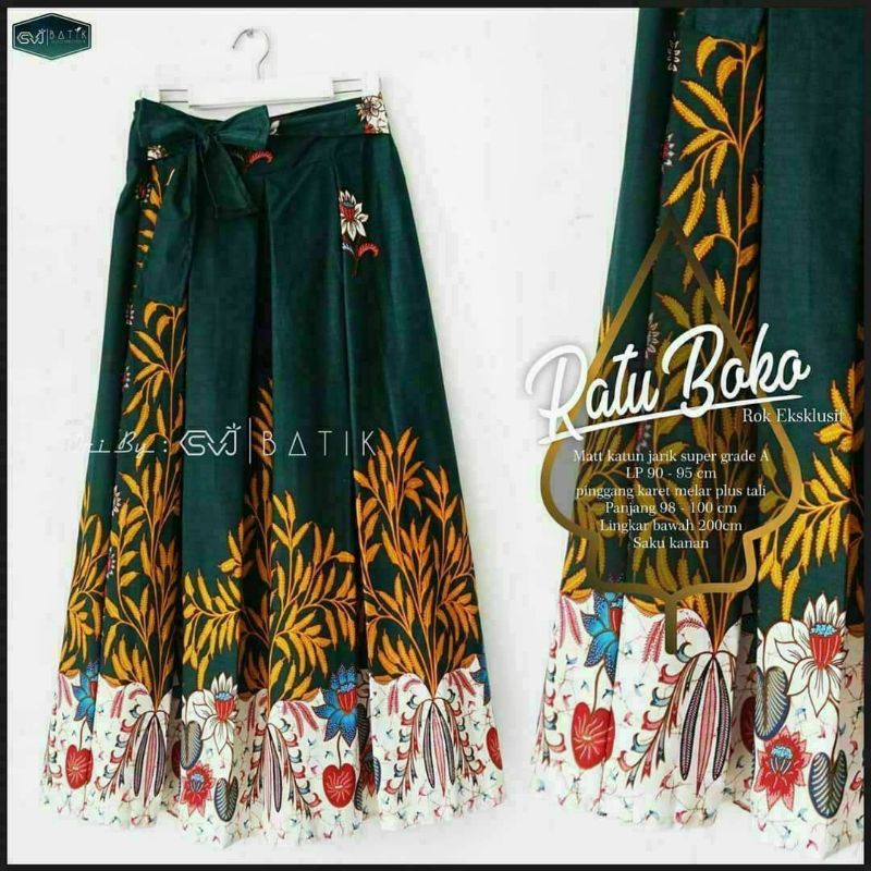 Rok Katun Motif Batik Wanita Remaja Dewasa Panjang Jumbo Fashion Muslim Kekinian Terbaru Pekalongan-Q
