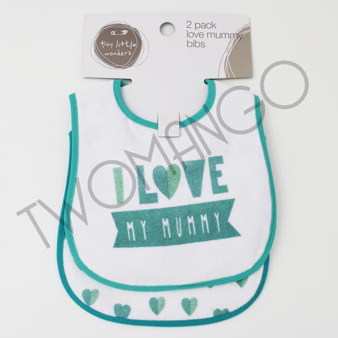 Tiny Little Wonders 2 Pack Printed Bibs - Love Mummy
