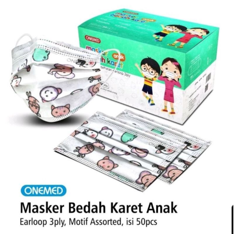 OneMed Masker Medis Karet Anak Box Isi 50Pcs