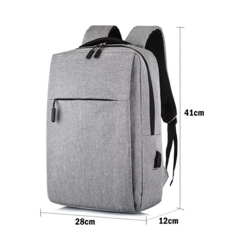 EMOEMO-Tas Ransel Pria Wanita Slot USB laptop 15 inch Backpack Denim untuk kuliah kerja sekolah