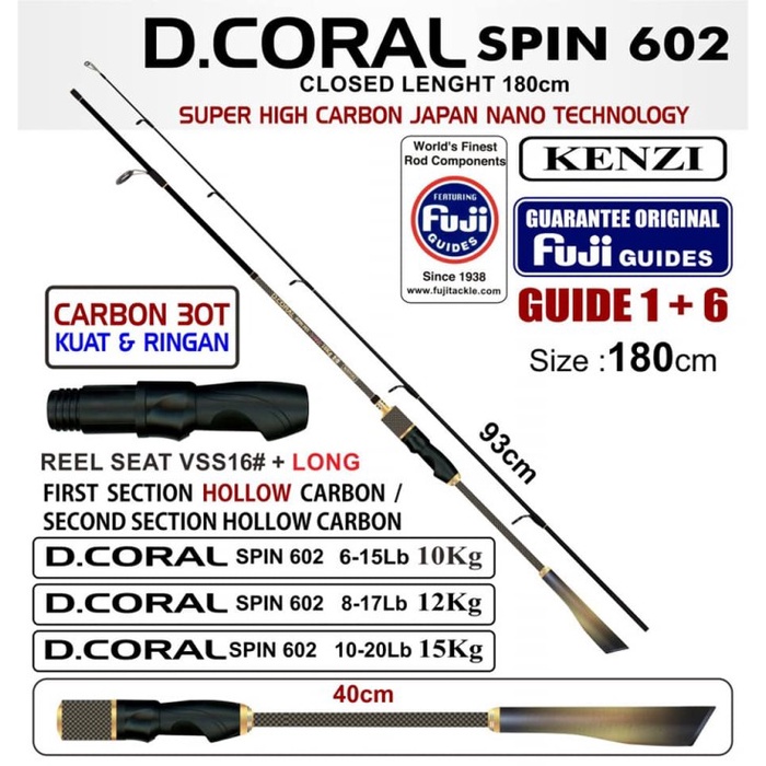 Joran Pancing Rod KENZI D.CORAL SPIN 602 - 180cm/6-15lbs
