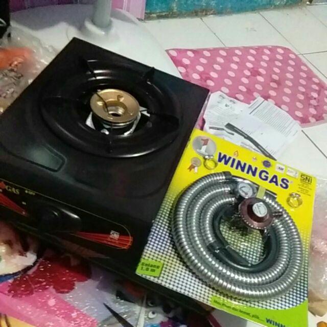 Kompor Gas 1 Tungku + Selang & Regulator Winn Gas