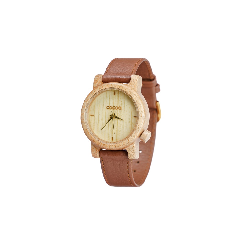 Cocoa Watch Jam Tangan Kayu Maple Tan - Classic Wanita - Gratis Ukir Nama
