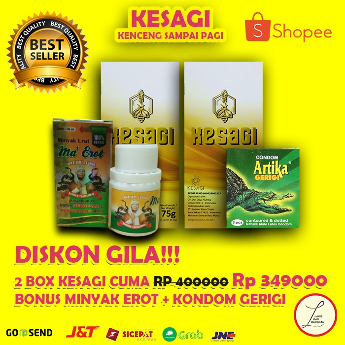 Kesagi Asl Original 2 Box Bonus Minyak Erot Dan Kondom Gerigi Kuat Tahan Lama Vitalitas Pria BisaCOD
