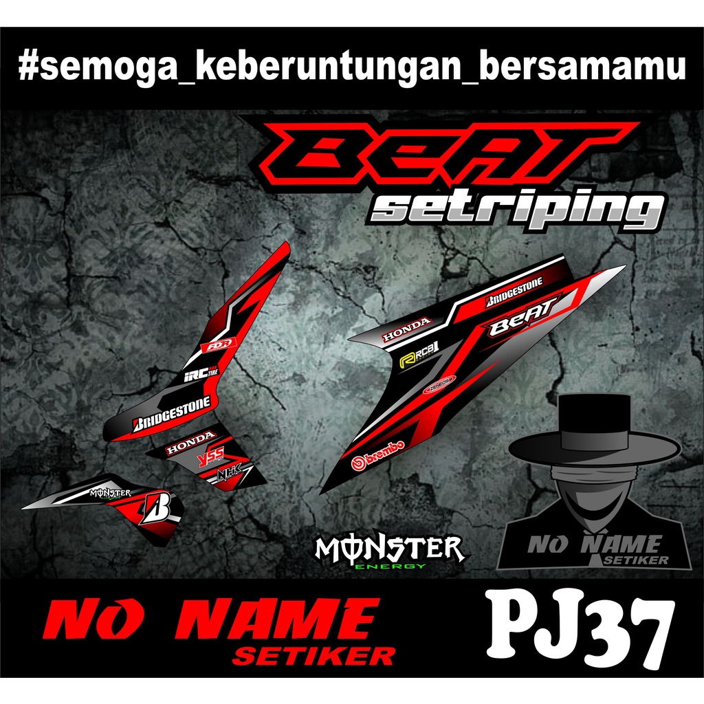 Striping Beat Karbu 2008 2009 2010 2011 2012 (pj37) Variasi Sticker Stiker Skotlet Motor Scotlite List