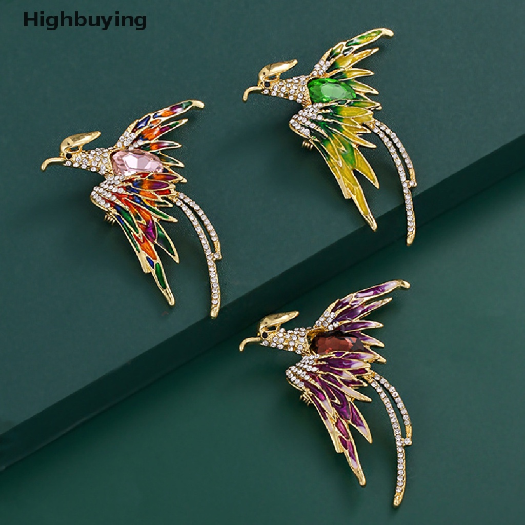 Hbid 1pc Bros Pin Enamel Burung Phoenix Hias Kristal Berlian Imitasi Multi Warna Untuk Pria / Wanita