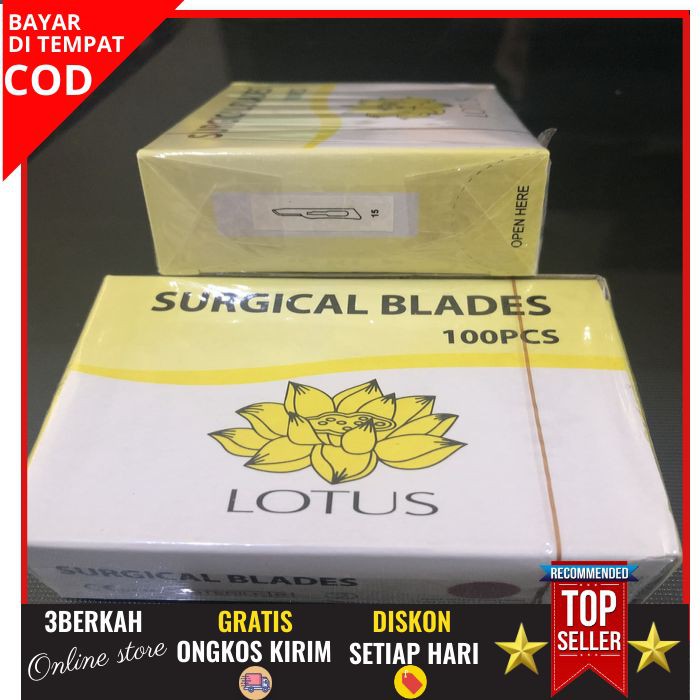 PISAU BEDAH LOTUS NO 15 ISI 100 PC / SURGICAL BLADE / BISTURI MATA PISAU C39