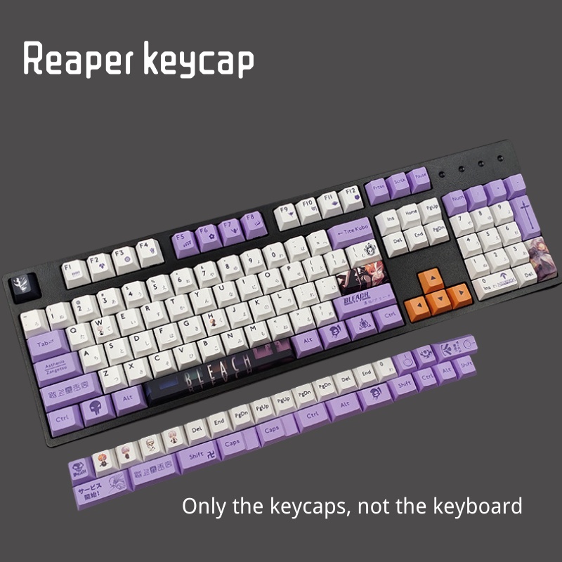 Purple Reaper keycap Game console keyboard cap Cartoon animation original height PBT sublimation applicable 61/64/68/87/980/104/134 keycap