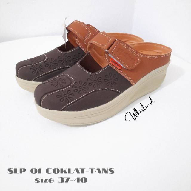 SEPATU WEDGES SLOP KICKERS BAHAN KULIT SINTESIS | TINGGI 5 CM KODE SLP01