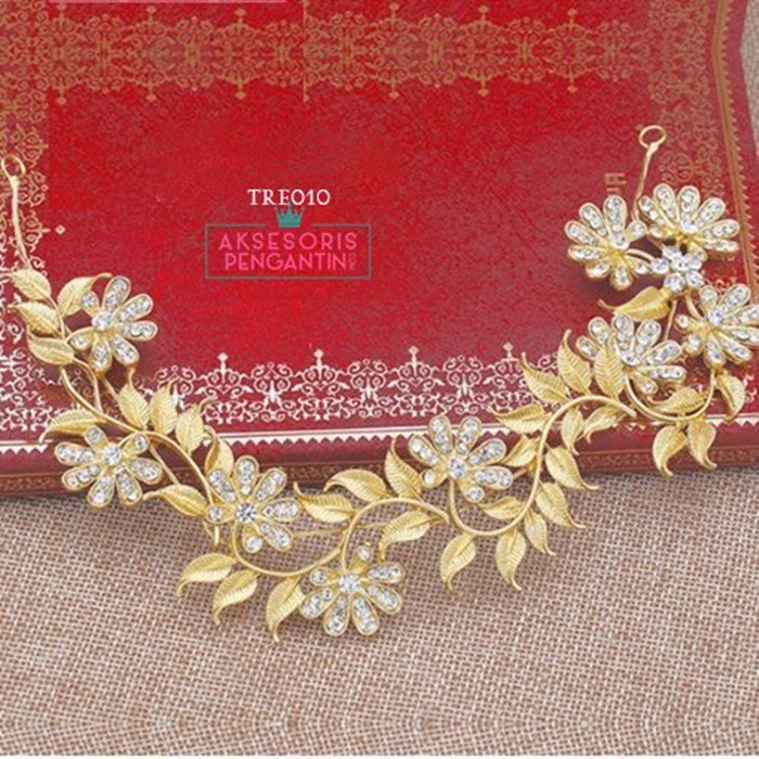 [READY STOCK] HAIRBAND TIARA PENGANTIN CROWN WEDDING HEADPIECE GOLD TRE010