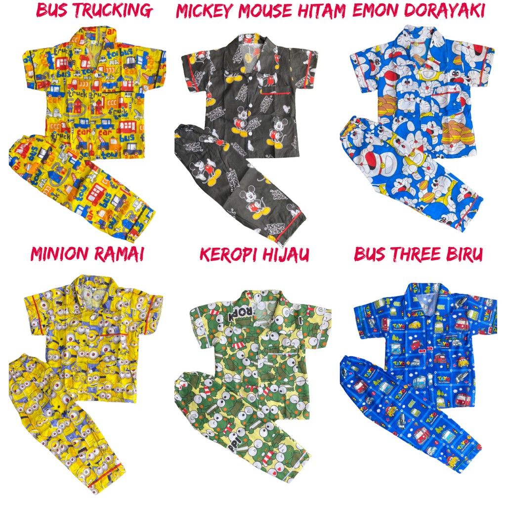 PIYAMA JUNIOR / PIYAMA ANAK BOBA  BEBAS PILIH MOTIF 6-12TH TIE DYE SULTAN KODE D