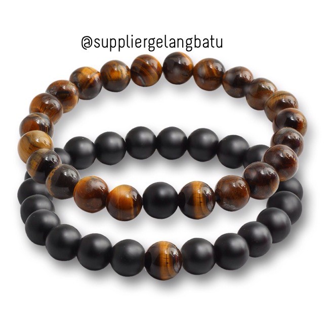 gelang batu couple luxury tiger eye blackstone mewah sepasang kado star seller