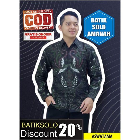 ASWATAMA KEMEJA BATIK SOLO PRIA LENGAN PANJANG FULL FURING ATASAN BAJU PREMIUM MODERN BATIK INDONESI