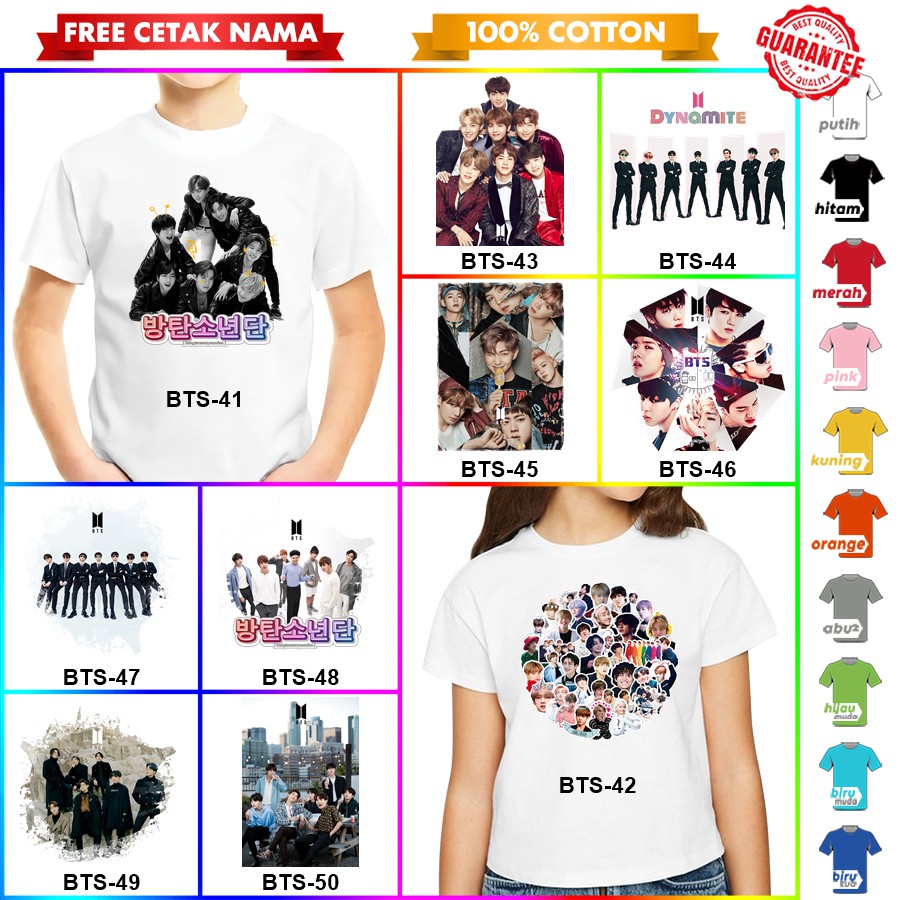 [FREE NAMA!!] Baju Kaos COUPLE ANAK DAN DEWASA BTS BANYAK MOTIF