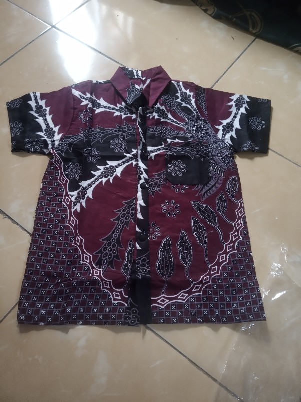 Batik Anak / Hem Anak Pendek Laki Laki Motif Ulir 1-6 Tahunnn