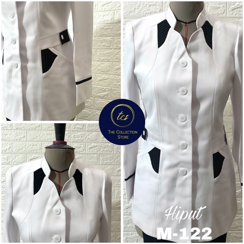 BLAZER PUTIH LIS HITAM, Jas Putih PNS, Blazer Perawat Wanita, Setelan Hiput