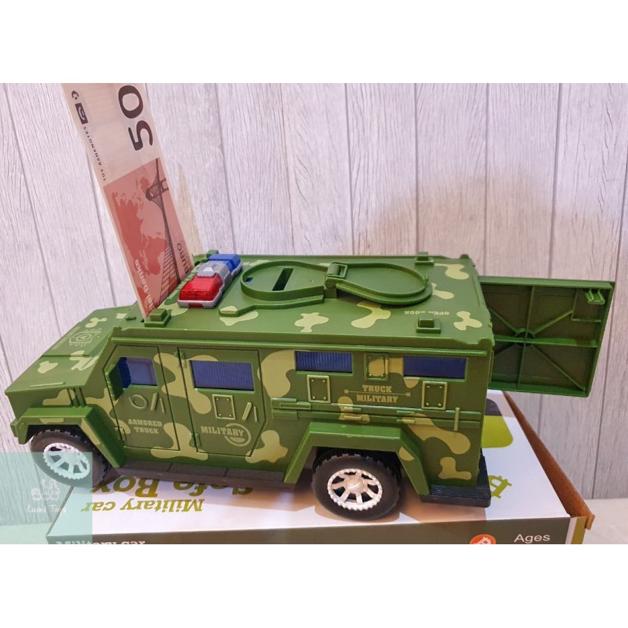 PROMO Mainan Anak Mobil Militer Uang Mainan Military Car Safe Box Mobil ATM/Edukasi Anak Menabung Celengan ATm Mobil Militer