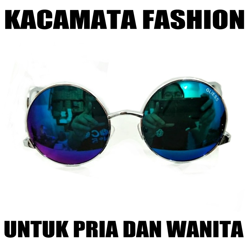 Kacamata Hitam Bulat Pria Wanita Fashion Unisex Korean Sytle Kaca Mata Gaya Ala Korea Terlaris