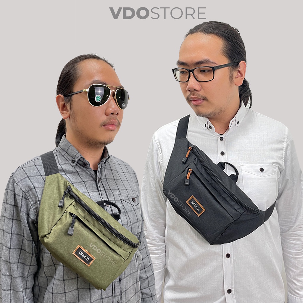 WAIST BAG TAS SELEMPANG PRIA WANITA SPORTY OUTDOOR TAS PINGGANG WB WAISTBAG SPORT KULIT PREMIUM HITAM ARMY VDOSTORE