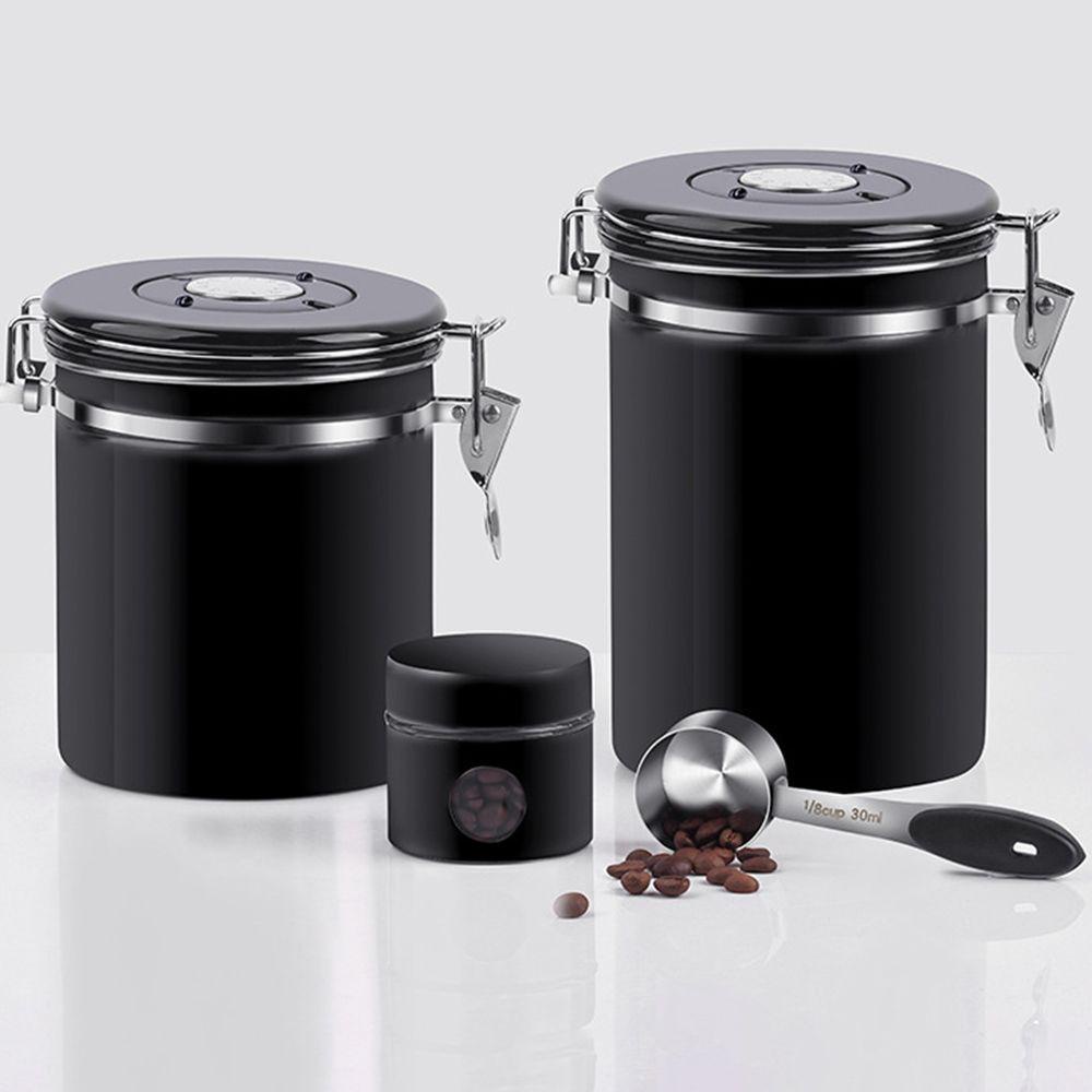 Solighter18/26oz Kedap Udara Coffee Canister Large CO2 Melepaskan Katup Wadah Penyimpanan Makanan Coffee Storage Sendok Takar