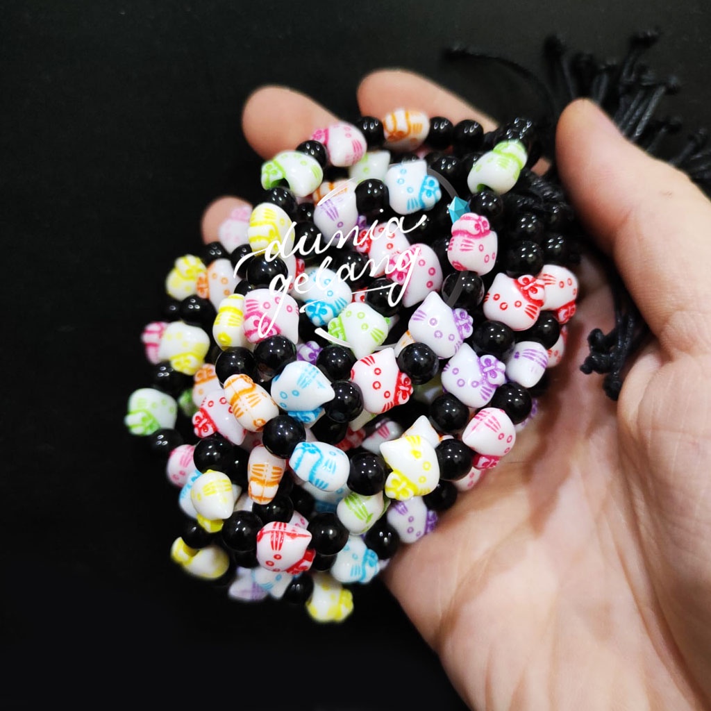 GELANG KITTY WARNA MANIK MOTE WANITA PRIA ANAK DG