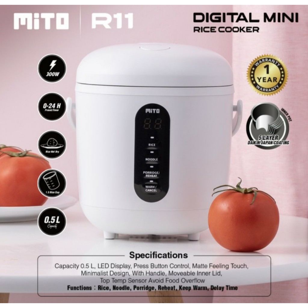 Rice Cooker Mito R11 Digital 0,5 Liter 4 in 1 Magic Com Mini Mito R11 Rice Cooker Digital Mito R11