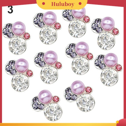 Huluboy Huluboy♡ 10pcs Stiker Kristal Berlian Imitasi Bahan Alloy Untuk Dekorasi Manicure DIY